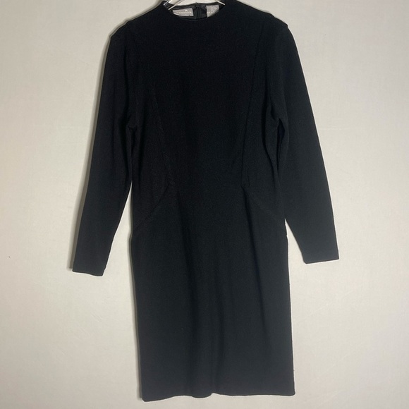 LIZ Claiborne Little Black Knit Sweater Dress High Neck Large - Picture 10 of 12